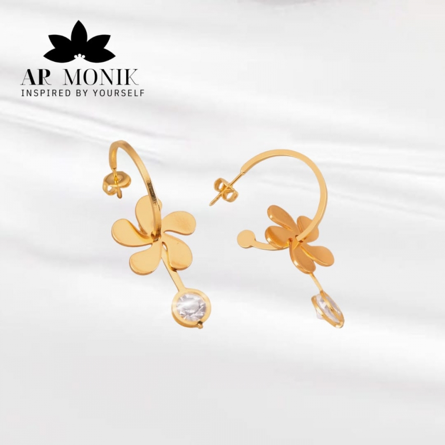 Aretes  flor zircon